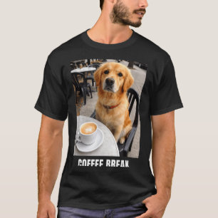 Koffiepauze golden retriever cafe meme grappige ho t-shirt