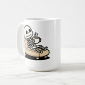 Koffiepauze – Grimmige Oogstman Donkere Humor Koff Koffiemok (Voorkant links)