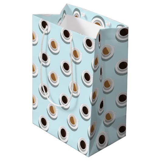 Koffiepauze. medium geschenkzak cadeauzakje (Achterkant Gekanteld)
