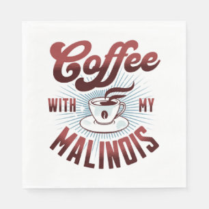 koffiepauze met een belgische malinois , grappig servet