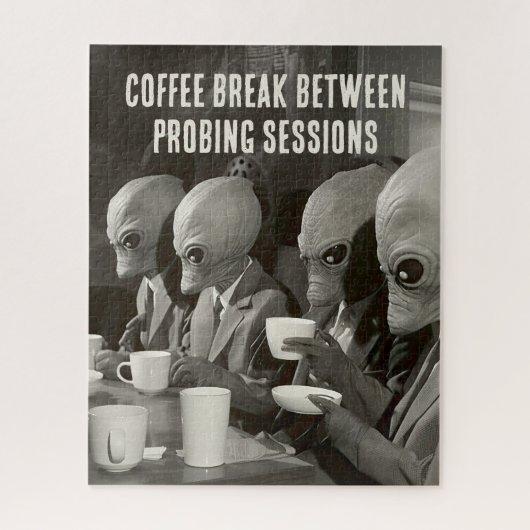 Koffiepauze met pauze van Alien Abduction Legpuzzel (Verticaal)