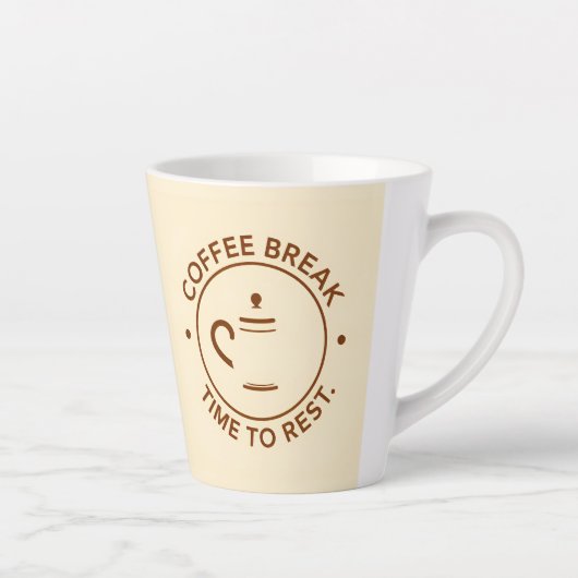 ☕ Koffiepauze Minimal Beige Modern Café ☕ Latte Mok (Rechts)