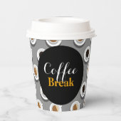 Koffiepauze. Papieren Bekers (Achterkant)