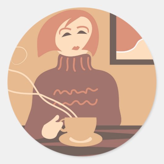 Koffiepauze Ronde Sticker (Voorkant)