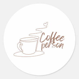 Koffiepersoon tekstontwerp ronde sticker