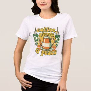 Koffieplanten en Vrede Retro Groovy Theepot T-Shir Tri-Blend Shirt