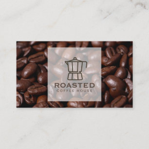 Koffiepot en bonen visitekaartje
