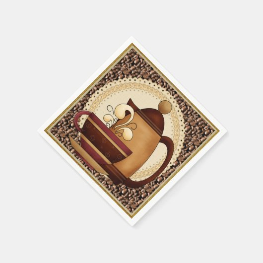 Koffiepot en Mok papieren servet (Hoek)