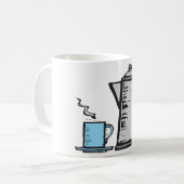 Koffiepot en stomende kop (Voorkant links)