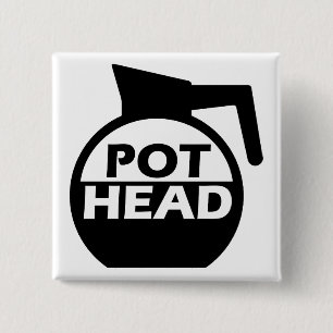 Koffiepot Hoofd Grappige Knop Badge Cafeïne Vierkante Button 5,1 Cm