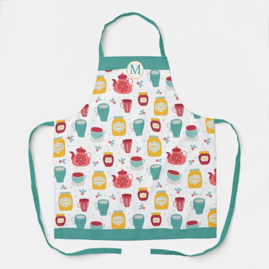 Koffiepot, jam, Honey Jar Pattern Monogram Schort (Voorkant)