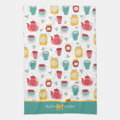 Koffiepot, jam, honingpatroonmonogram theedoek (Verticaal)