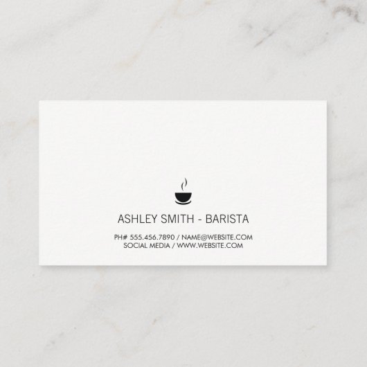 Koffiepot met koffiescript visitekaartje (Achterkant)