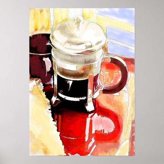 Koffiepot op tafel poster (Voorkant)