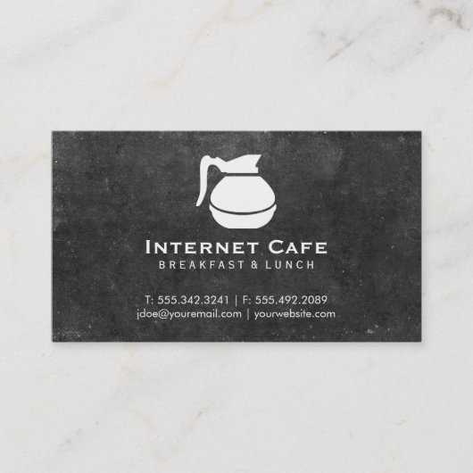 Koffiepot (wit), leisteen visitekaartje (Voorkant)