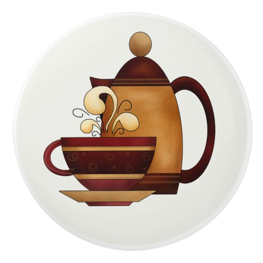 Koffiepotje en keuken keuken-decor keramische knop (Voorkant)