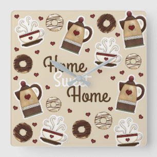 Koffiepunten en beker vierkante klok