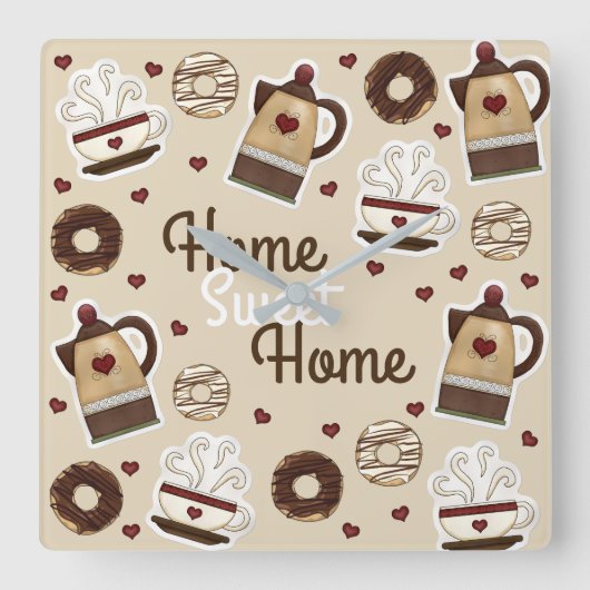 Koffiepunten en beker vierkante klok (Voorkant)