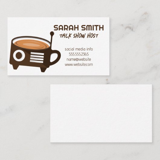 Koffieradio-Logo | Podcast Talk Show Host Visitekaartje (Voorkant / Achterkant)