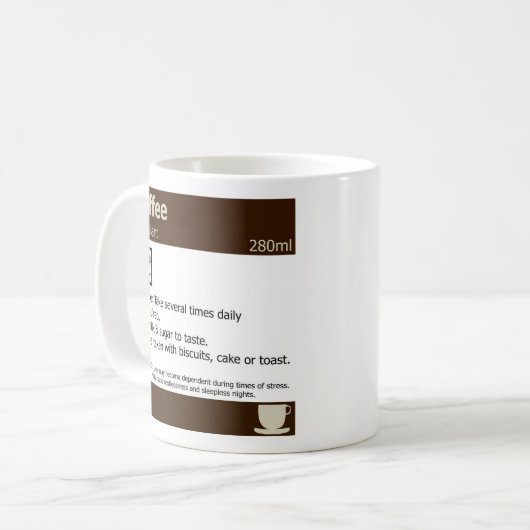 Koffierecept, medische mok (Voorkant links)