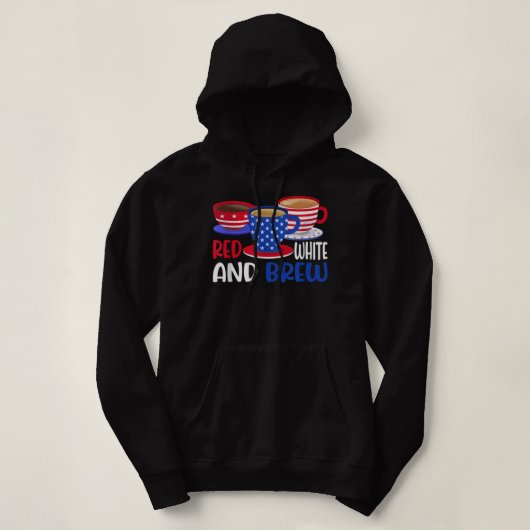 Koffierood wit en borstweefsel 4 juli hoodie (Design voorkant)