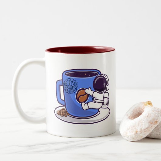 Koffieruimte, koffietijd tweekleurige koffiemok (Met donut)