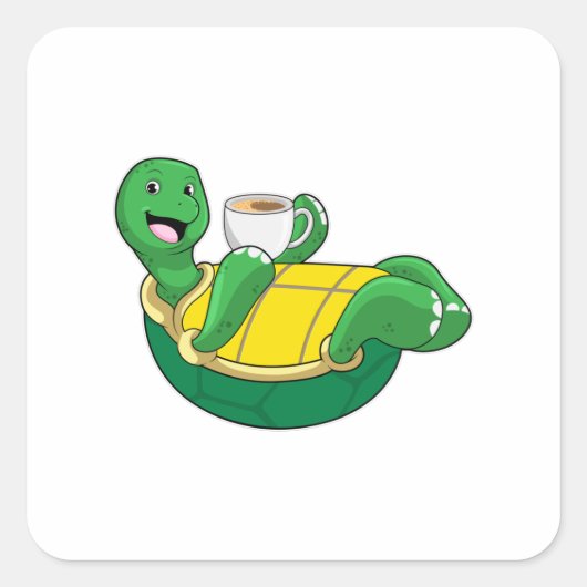Koffieschildpad Vierkante Sticker (Voorkant)