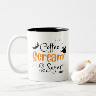 Koffieschroeven en suikerhalloween tweekleurige koffiemok