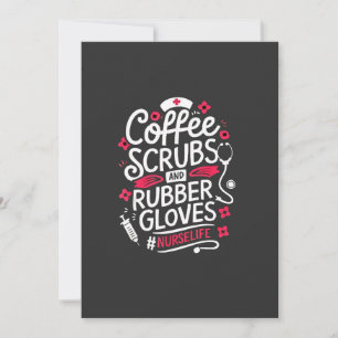 Koffiescrubs en rubberen handschoenen Nursing Nurs Bedankkaart
