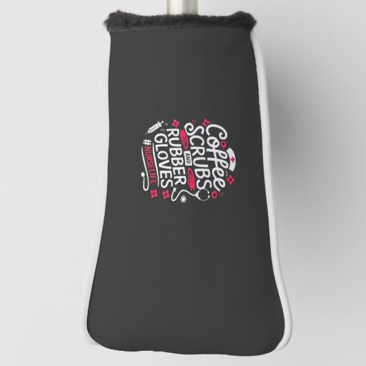 Koffiescrubs en rubberen handschoenen Nursing Nurs Golfheadcover (Draai 90)