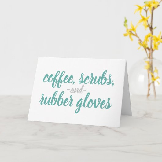 Koffiescrubs & rubberen handschoenen Nurse Life Kaart (Gele Bloem)