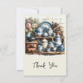  koffieset op plank Dank u kaart (Voorkant)