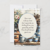 koffieset op plank Dank u kaart (Achterkant)