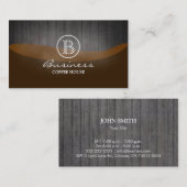 Koffieshop Elegant Wood Monogram Visitekaartje (Voorkant / Achterkant)