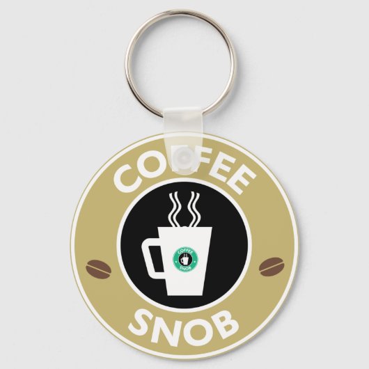 Koffiesnob, koffie-Humor Sleutelhanger (Voorkant)