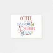 Koffiestaafjes en rubberhandschoenen, ontworpen vo post-it® notes (Voorkant)