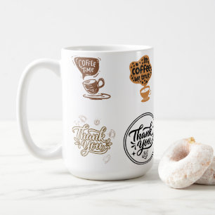 Koffiesticker Set Vintage Bruin Bedankt Koffiemok