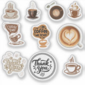 Koffiesticker Set Vintage Bruin Bedankt Sticker (Voorkant)