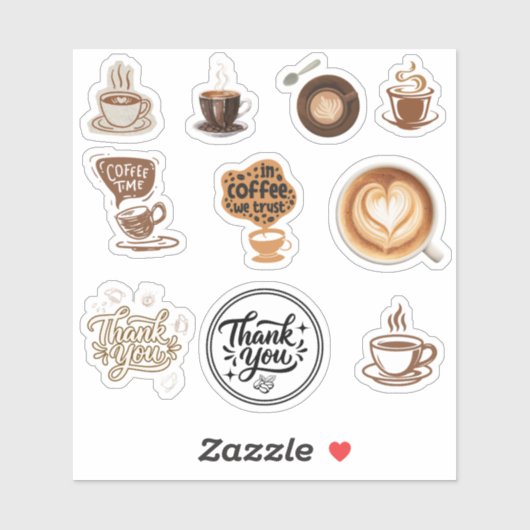 Koffiesticker Set Vintage Bruin Bedankt Sticker (Vel)
