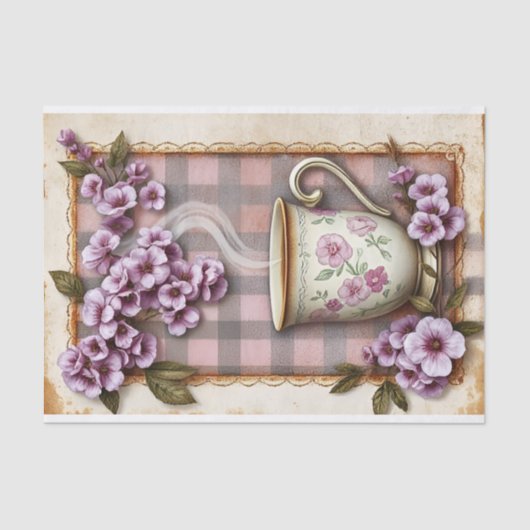 koffiestoom Plaid Grunge Decoupage Tissuepapier (Voorkant)