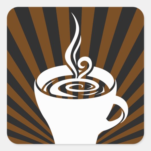 koffiestralen vierkante sticker (Voorkant)