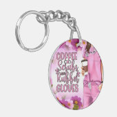 Koffiestruiken en rubberen handschoenen Acryl Sleu Sleutelhanger (Voorkant Links)