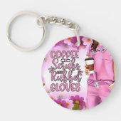 Koffiestruiken en rubberen handschoenen Acryl Sleu Sleutelhanger (Voorkant)