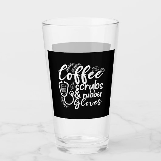 koffiestruiken en rubberhandschoenen grappige verp glas (Voorkant)