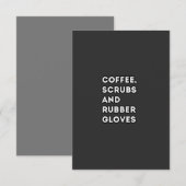 koffiestruikgewas en rubberhandschoenen, grappig c RSVP kaartje (Voorkant / Achterkant)