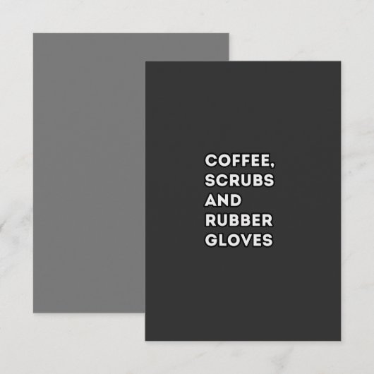 koffiestruikgewas en rubberhandschoenen, grappig c RSVP kaartje (Voorkant / Achterkant)