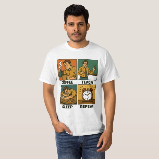 KoffieTeach Sleep herhalen T-shirt (Voorkant volledig)