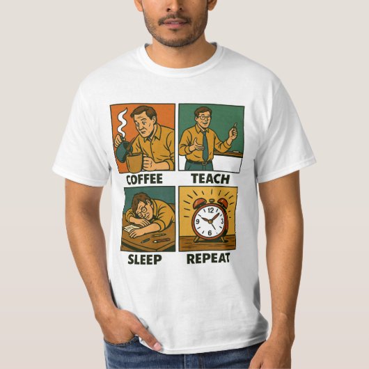 KoffieTeach Sleep herhalen T-shirt (Voorkant)