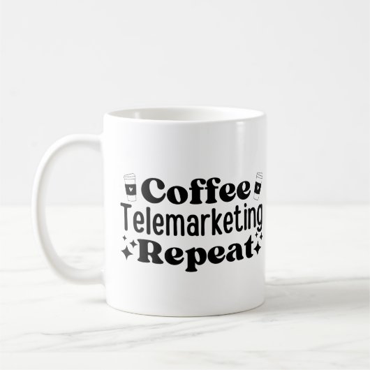 Koffietelemarketing herhalen koffiemok (Links)