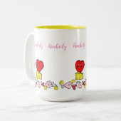 Koffiethee-Mokken, muizenkaas-liefdesharten Tweekleurige Koffiemok (Voorkant links)